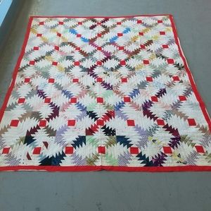 VINTAGE 60’S PATCHWORK QUILT KNIT MULTI PATTERN SQUARS VELOUR STRIPE REVERSIBLE